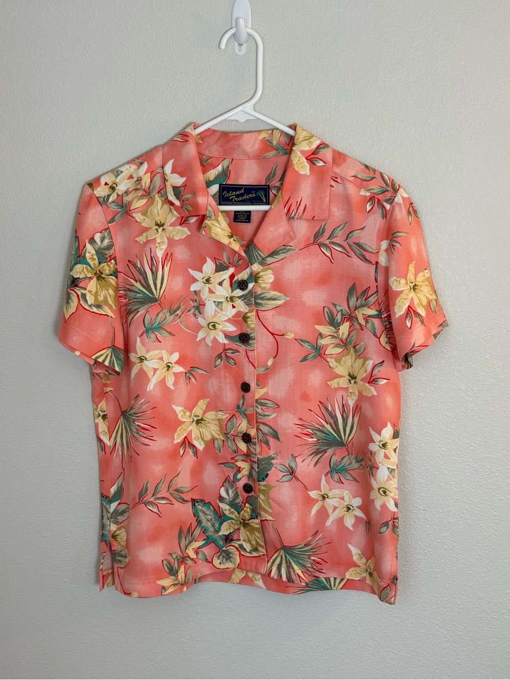 Coral Floral Short-Sleeve Camp Shirt